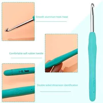 5.0mm and 5.5mm Ergonomic Crochet Hook, Crochet Needles, Ergonomic Handle Crochet Hook, Knitting Needles with Soft Handle Beginners and Experienced Crochet Hobbyists(2.0 mm, 2.5 mm)