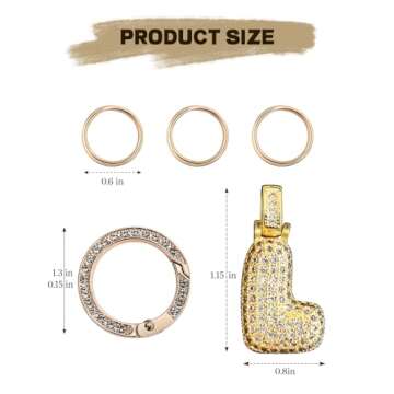 VGROSIA Gold Bubble Letter Keychain With Rhinestone H Initial Keychains For Women Purse Charms For H...