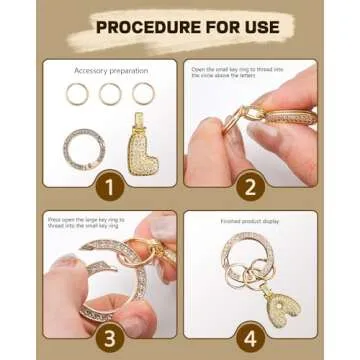 VGROSIA Gold Bubble Letter Keychain With Rhinestone H Initial Keychains For Women Purse Charms For Handbags
