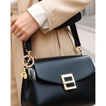 VGROSIA Gold Bubble Letter Keychain With Rhinestone H Initial Keychains For Women Purse Charms For Handbags