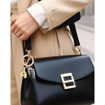 VGROSIA Gold Bubble Letter Keychain With Rhinestone H Initial Keychains For Women Purse Charms For Handbags