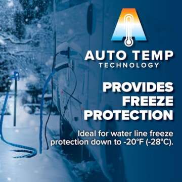 Camco 50' Heated Water Hose for RV — Prevents Freezing Down to -20° — Certified For Drinking Water & Lead-Free — Great for Campers, Livestock, Agriculture, Kennels, etc. — 5/8" ID(22912-A)