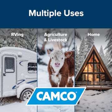 Camco 50' Heated Water Hose for RV — Prevents Freezing Down to -20° — Certified For Drinking Water & Lead-Free — Great for Campers, Livestock, Agriculture, Kennels, etc. — 5/8" ID(22912-A)