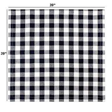 COTTON CRAFT Buffalo Plaid Cloth Napkins - Set of 12 Pure Cotton Gingham Check - Everyday Halloween Harvest Fall Holiday Dinner Napkin - Soft Washable Reusable Napkin -Oversized 20x20 Black White