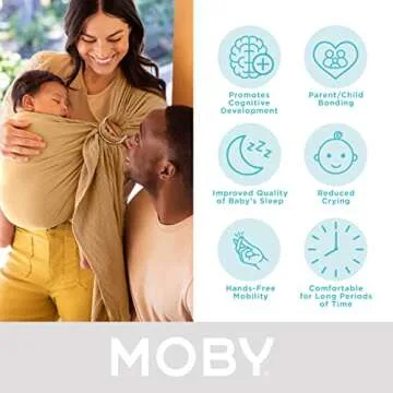 Moby Baby Wrap Carrier Ring Sling for Newborns to Toddlers, Hands-Free, Versatile Support for Moms & Dads, Breathable & Lightweight, Supports Children 8-30 lbs (Saffron)