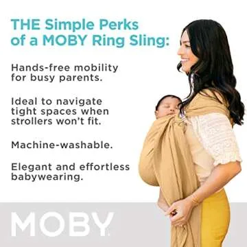 Moby Baby Wrap Carrier Ring Sling for Newborns to Toddlers, Hands-Free, Versatile Support for Moms & Dads, Breathable & Lightweight, Supports Children 8-30 lbs (Saffron)