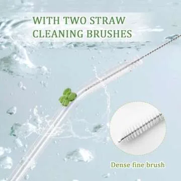 DUMING-IN 6 Pcs Reusable Glass Straws with 2 Cleaning Brushes, Cute Colorful Bow Glass Straws Shatter Resistant, Reusable Straws Dishwasher Safe for Juices, Smoothies, Milkshakes, Teas