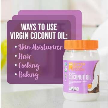 BetterBody Foods Organic Unrefined Coconut Oil - Hair & Skin Moisturizer, Baking & Cooking Oil - Lig...