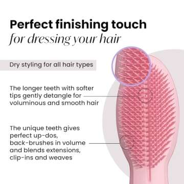 Tangle Teezer Ultimate Finisher Hairbrush, Smooths Strands, Adds Volume & Shine, for All Hair Types, Pink