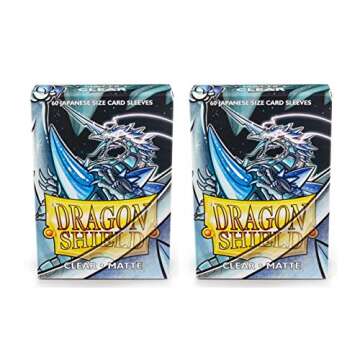 Dragon Shield Bundle: 2 Packs of 60 Count Japanese Size Mini Matte Card Sleeves - Matte Clear