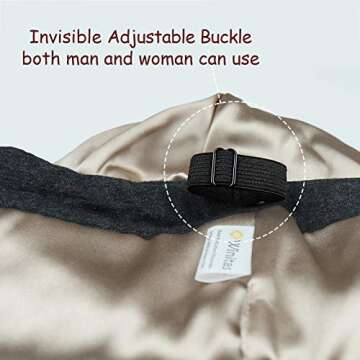 Winitas Silk Satin Lined Sleep Cap Adjustable for All Hair