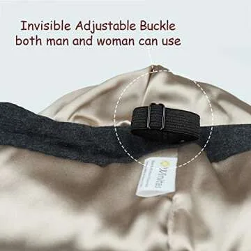 Winitas Silk Satin Lined Sleep Cap Adjustable for All Hair