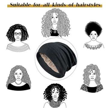 Winitas Silk Satin Lined Sleep Cap Adjustable for All Hair