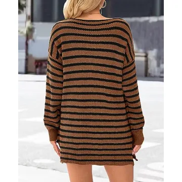 KIRUNDO Women's Oversized Striped Sweater for Cozy Fall Style
