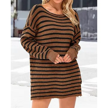 KIRUNDO Women's Oversized Striped Sweater for Cozy Fall Style
