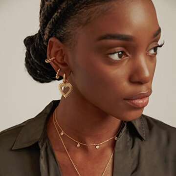 Chic MYEARS Women Halo Heart Earrings - Stylish Gold Huggie Hoops