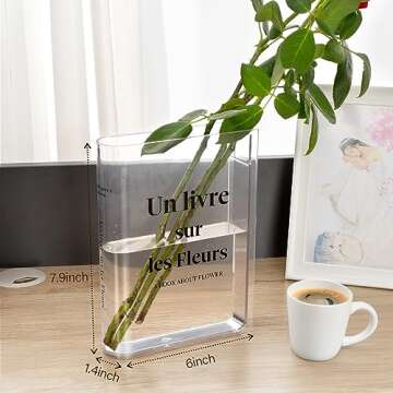 Homee Acrylic Book Vase,Clear Flower Vase for Room Decor Aesthetic,Unique Vases Gifts for Women,Arti...
