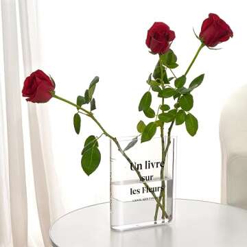 Homee Acrylic Book Vase,Clear Flower Vase for Room Decor Aesthetic,Unique Vases Gifts for Women,Artistic and Cultural Flavor Wedding Office Living Room Home Decor,Home Essential Haves for Book Lovers
