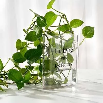Homee Acrylic Book Vase,Clear Flower Vase for Room Decor Aesthetic,Unique Vases Gifts for Women,Artistic and Cultural Flavor Wedding Office Living Room Home Decor,Home Essential Haves for Book Lovers