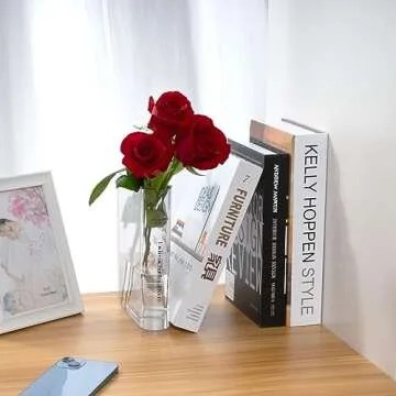 Homee Acrylic Book Vase,Clear Flower Vase for Room Decor Aesthetic,Unique Vases Gifts for Women,Artistic and Cultural Flavor Wedding Office Living Room Home Decor,Home Essential Haves for Book Lovers