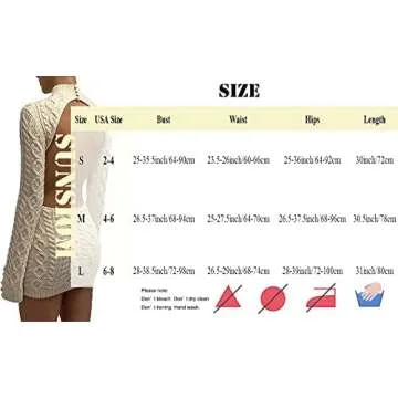 SUNSIOM Women's Sweater Dress Turtleneck Cable Knit Long Sleeve Backless Sweater Dress Slim Fit Knitted Dresses (Beige, Small)