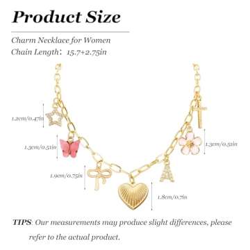 Gold Charm Necklace for Women with Initial Charms