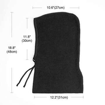 Hooded Scarf Hat Knit Balaclava Women Beanie Skull Cap with Drawstring Warm Winter Hats for Women Me...