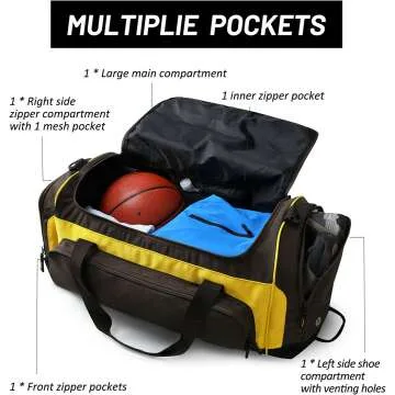 MIER Large 60L Duffel Bag with Shoe Compartment