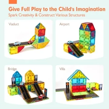 Hahaland Magnetic Tiles Road Set for Fun Learning Play