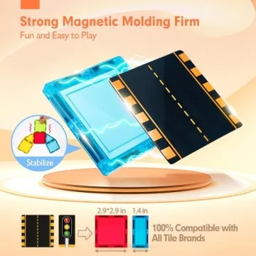 Hahaland Magnetic Tiles Road Set for Fun Learning Play