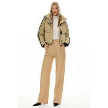 Orolay Women's Cropped Puffer Jacket Winter Stand Collar Quilted Down Coat Warm Fashion Zip Up Outerwear with Pockets Khaki Medium