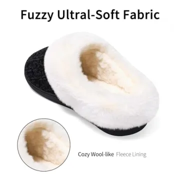 Evshine Women's Fuzzy Memory Foam Slippers for All Day Comfort