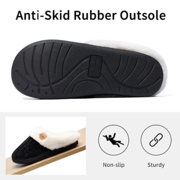 Evshine Women's Fuzzy Memory Foam Slippers for All Day Comfort