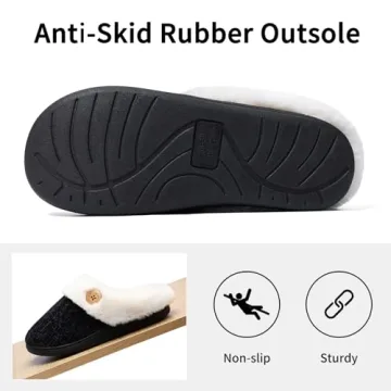 Evshine Women's Fuzzy Memory Foam Slippers for All Day Comfort