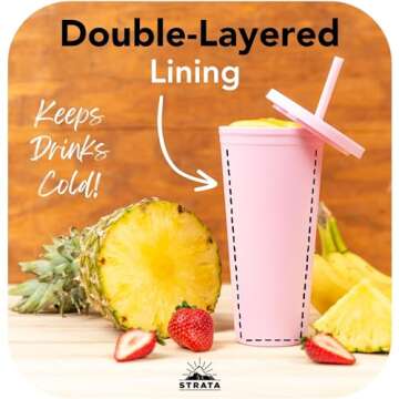 STRATA CUPS Acrylic Tumbler with Lid and Straw (Pack of 4) - 22 oz Pastel Colored Cups, Double Wall Pink Plastic Bulk Tumbler with Lids and FREE Straw Cleaner, Tumblers for Vinyl Projects