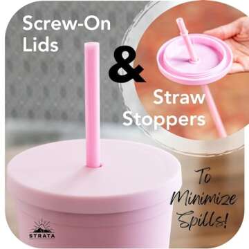 STRATA CUPS Acrylic Tumbler with Lid and Straw (Pack of 4) - 22 oz Pastel Colored Cups, Double Wall Pink Plastic Bulk Tumbler with Lids and FREE Straw Cleaner, Tumblers for Vinyl Projects