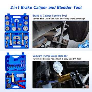 Orion Motor Tech 2 in 1 Brake Caliper Compression Tool & Brake Bleeder Kit, Handheld Vacuum Pump Bra...