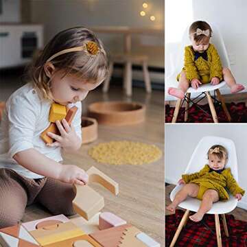 PABOBIT 6PCS Baby Girl Flower Nylon Headband-Elastic Hair Band Handmade Bow For Newborn Infant Toddler (16pcs Multi-color, 12)