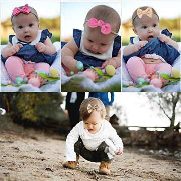 PABOBIT 6PCS Baby Girl Flower Nylon Headband-Elastic Hair Band Handmade Bow For Newborn Infant Toddler (16pcs Multi-color, 12)