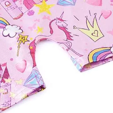 EQSJIU Girls Gymnastics Leotards With Shorts Size 6-7 Years Old Unicorn Castle Rainbow Outfits Apparel Biketard Kids Costume