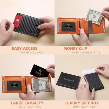 RUNBOX Slim Wallets for Men - Minimalist Design