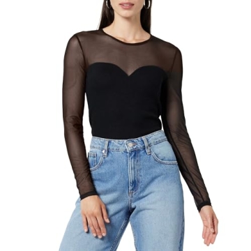 The Drop Women's Martina Sweetheart Mesh Top, Black, S