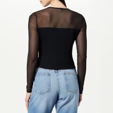The Drop Women's Martina Sweetheart Mesh Top, Black, S