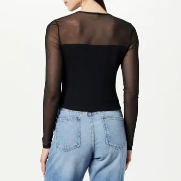 The Drop Women's Martina Sweetheart Mesh Top, Black, S