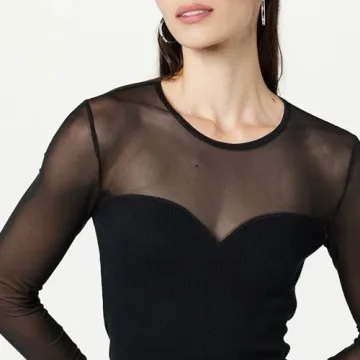 The Drop Women's Martina Sweetheart Mesh Top, Black, S