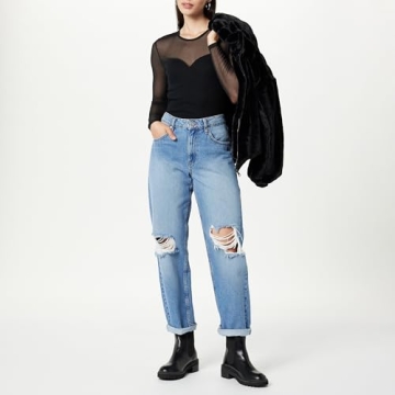 The Drop Women's Martina Sweetheart Mesh Top, Black, S