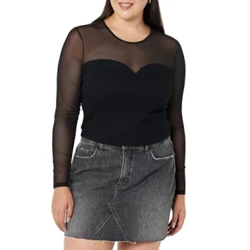 The Drop Women's Martina Sweetheart Mesh Top, Black, S