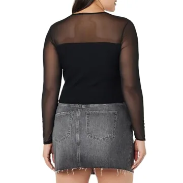 The Drop Women's Martina Sweetheart Mesh Top, Black, S