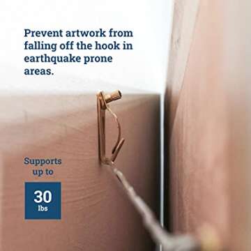 Earthquake Hangers 30 lb - 15 Pack - Tremor Hooks - Locking Picture Hanging Hooks - Earthquake Picture Hangers