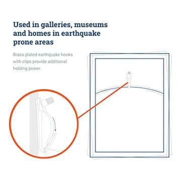 Earthquake Hangers 30 lb - 15 Pack - Tremor Hooks - Locking Picture Hanging Hooks - Earthquake Picture Hangers